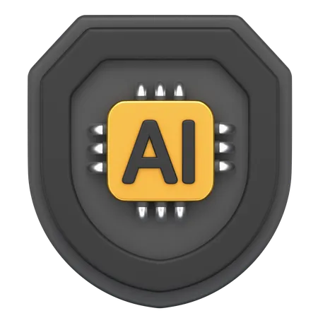 Icon Of A Shield With A Ai Chip Attached On It 3D Icon