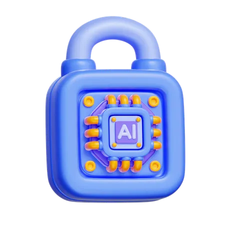 AI Security Lock  3D Icon