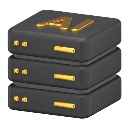 3 D Icon Of A Server With Ai Engraving 3D Icon