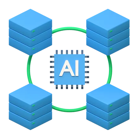 Ai Server Data Connection Artificial Inteligence Icon 3 D Illustration 3D Icon