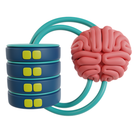 Servidor de banco de dados ai e cérebro  3D Icon
