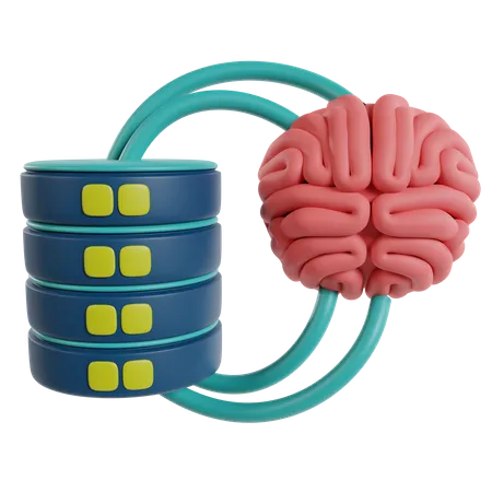 Servidor de banco de dados ai e cérebro  3D Icon