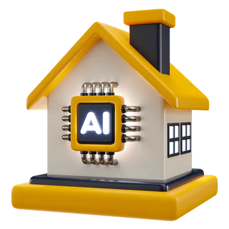 3 D Icon Illustration Of AI Smart Home 3D Icon