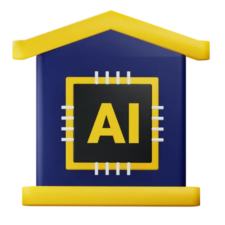 3 D Ai Smart Home Illustration With Alpha Background 3D Icon
