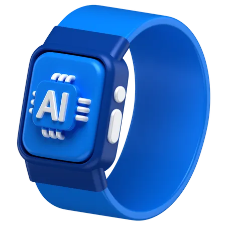 3 D Icon Of A Smart Watch With An Ai Chip On The Screen 3D Icon