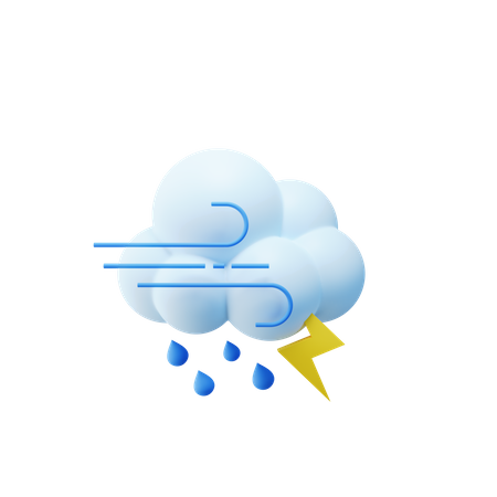 Mit Gewitter und Wind  3D Icon