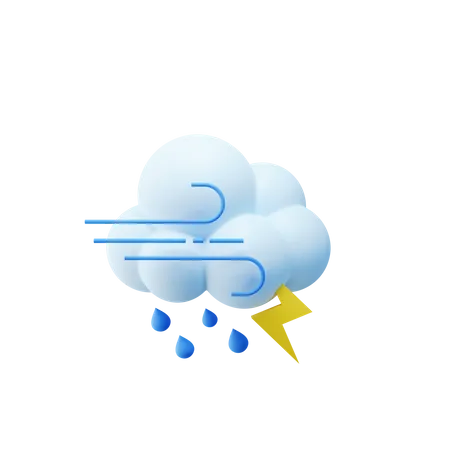 Mit Gewitter und Wind  3D Icon