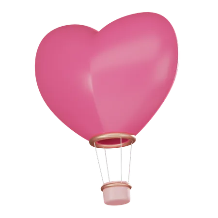 Stunning Hot Air Balloon Forming A Heart Ideal For Expressing Love On Valentines Day Symbolizing Passion And Shared Adventures 3 D Render Illustration 3D Icon