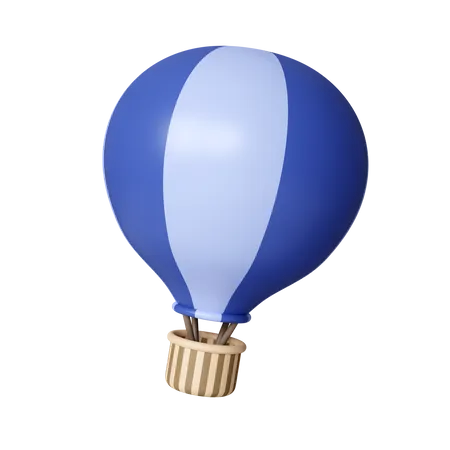3 D Blue Balloon Craft Traveling Icon Concept Icon Isolated On White Background 3 D Rendering Illustration Clipping Path 3D Icon