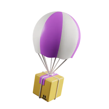 Air Balloon Delivery  3D Illustration