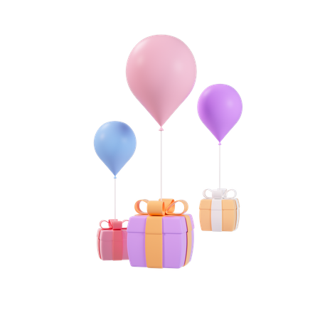 Air balloon delivery 3D Illustration