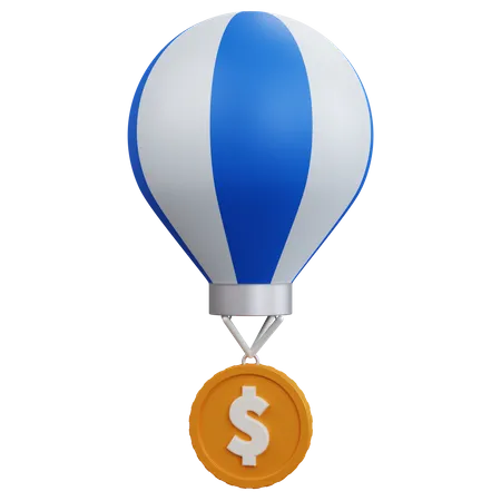 Air Balloon With Coin Dollar  3D Icon
