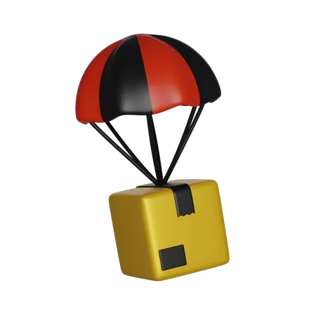 Black Friday Fast Delivery Service Air Balloon With Delivery Box 3 D Render Icon 3D Icon