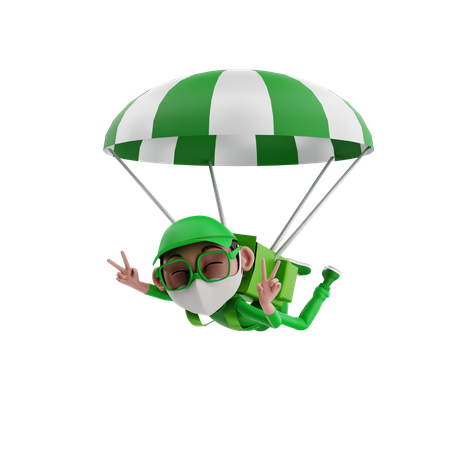 Air delivery by delivery boy  3D Illustration