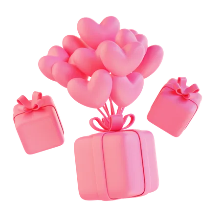 Air delivery of valentine gift  3D Illustration