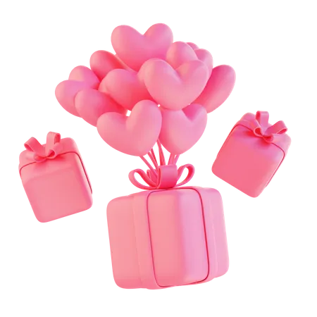 Air delivery of valentine gift 3D Illustration