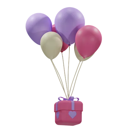 Air delivery of Valentine gift 3D Illustration