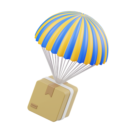 Air parachute Delivery 3D Illustration