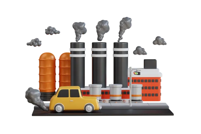 Air Pollution  3D Illustration