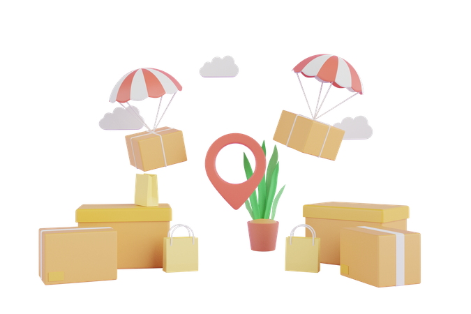 Airdrop delivery  3D Illustration