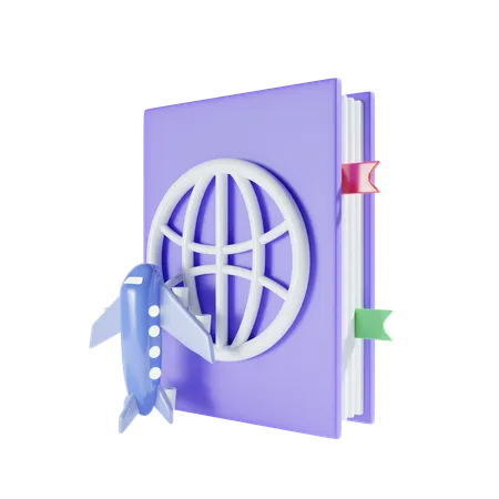 Airplane And Passport 3 D Illustration 3D Icon