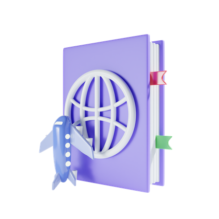 Airplane And Passport  3D Icon