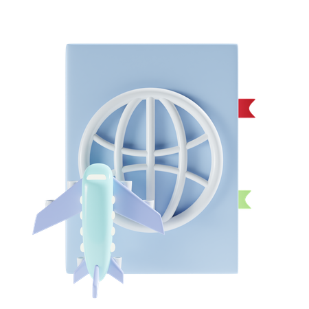 Airplane And Passport  3D Icon