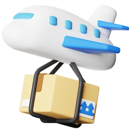 Package With Airplaneshipping 3 D Icon 3D Icon