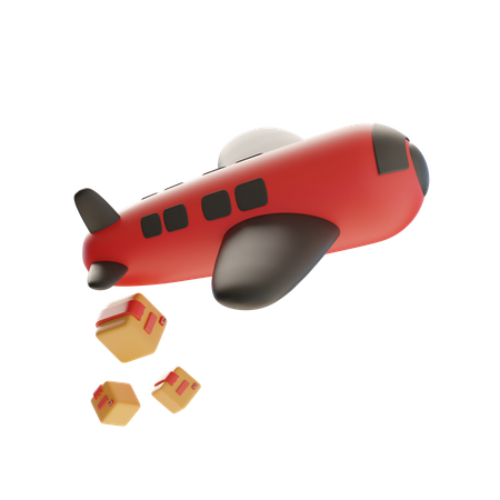 Airplane Dropping Delivery Boxes  3D Icon