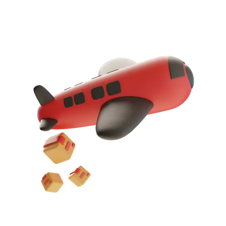 Airplane Dropping Delivery Boxes  3D Icon