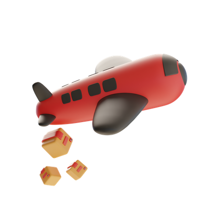 Airplane Dropping Delivery Boxes  3D Icon