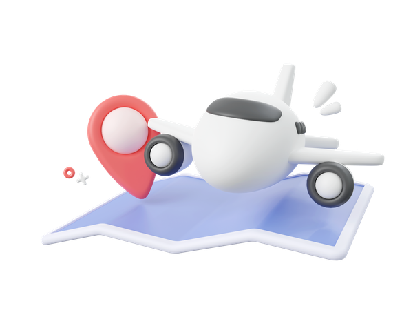 Airplane on map  3D Icon