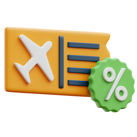 Airplane Ticket Discount  3D Illustration