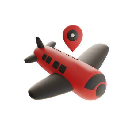 Airplane With Location Pointer  3D Icon
