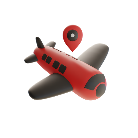 Airplane With Location Pointer  3D Icon