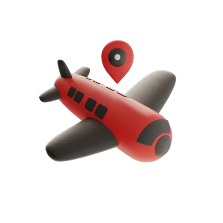 Airplane With Location Pointer  3D Icon