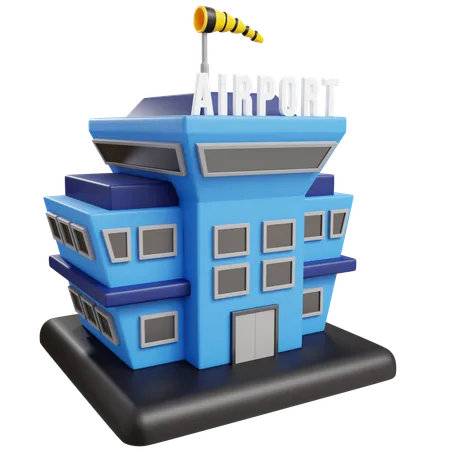 3 D Airport With Isolated Background 3D Icon