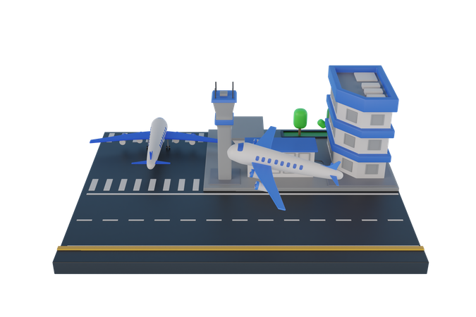 Airport Building  3D Illustration