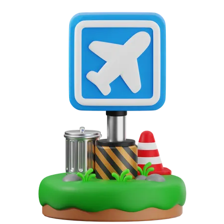 Airport Sign 3D Icon