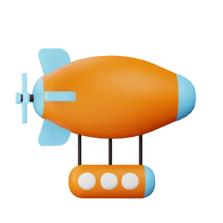 3 D Render Airship Illustration With Transparent Background 3D Icon