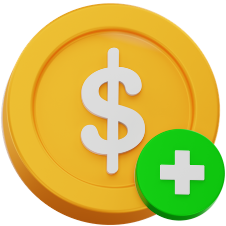 Ajouter une pièce d'un dollar  3D Icon