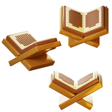 3 D Icon Ramadhan Al Quran Is Open On Three Points Of View On Transparent Background 3 D Illustration High Resolution 3D Icon