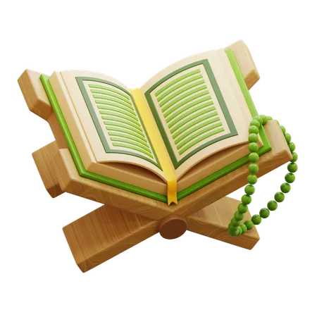 Al Quran mit Gebetskette  3D Icon