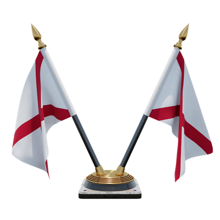 Alabama Double Desk Flag Stand 3D Illustration