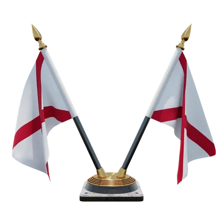 Alabama Double Desk Flag Stand  3D Illustration