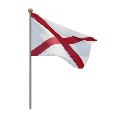 Alabama Fahnenmast  3D Flag