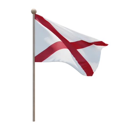 Alabama Fahnenmast  3D Flag