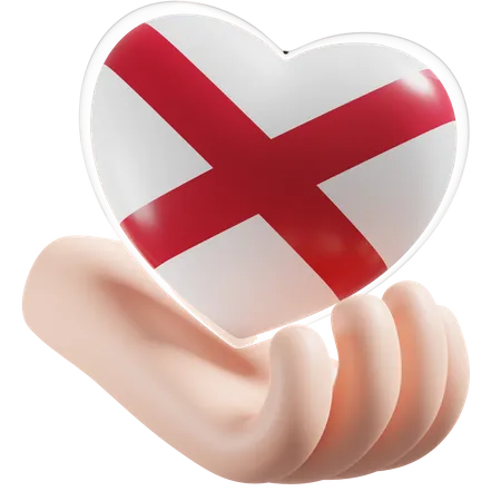 Alabama Flag Heart Hand Care  3D Icon