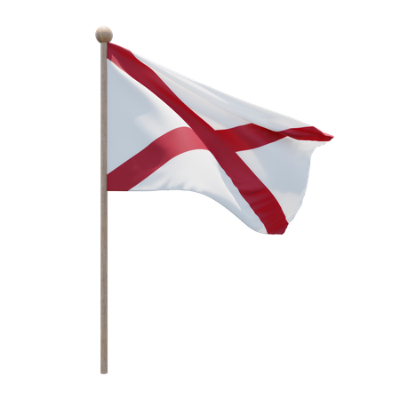 Alabama Flag Pole  3D Flag
