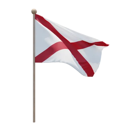 Alabama Flag Pole  3D Illustration